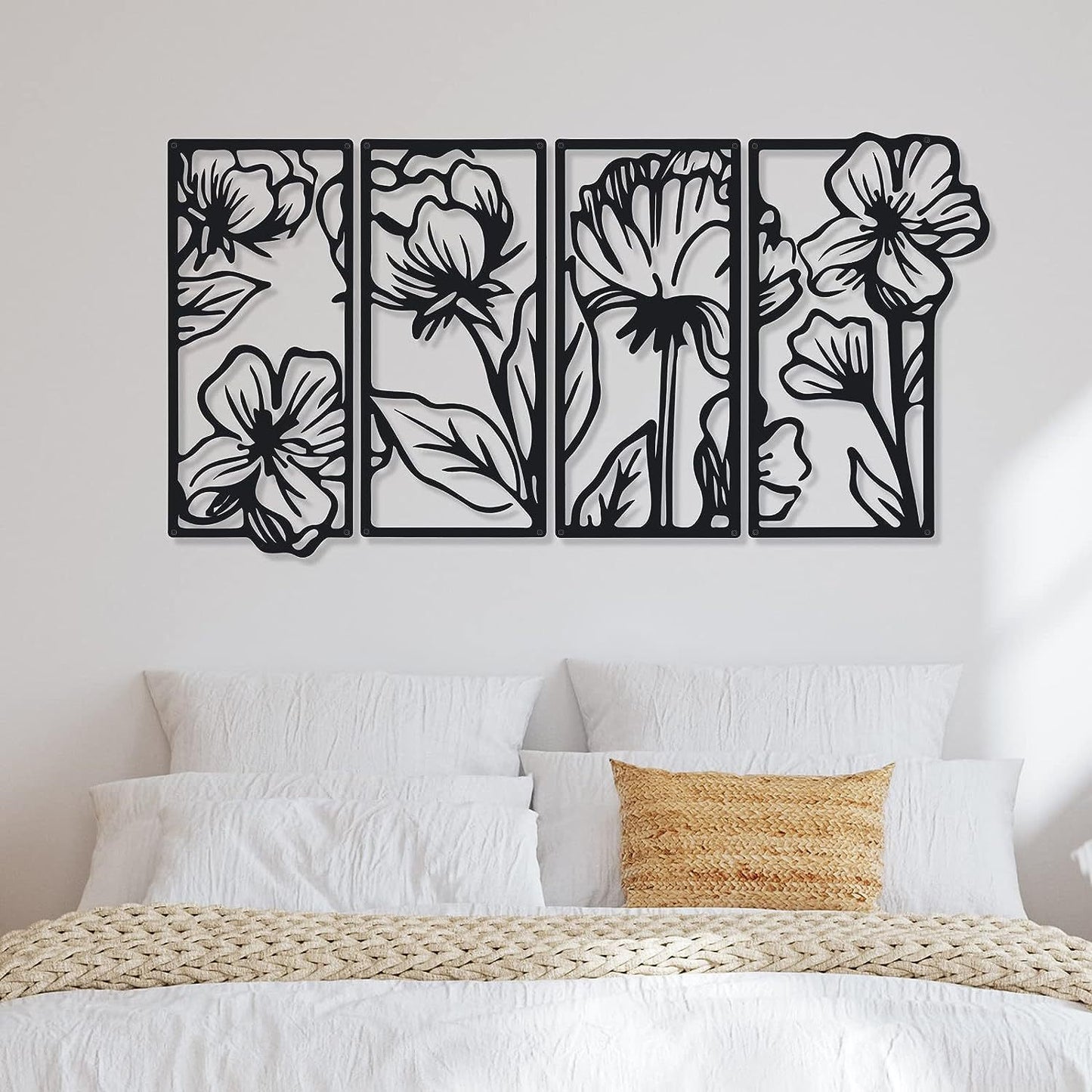 4 Pieces Wall Decoration Metal Flower Minimalist