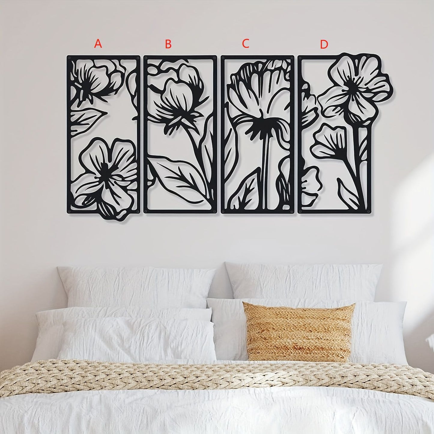 4 Pieces Wall Decoration Metal Flower Minimalist