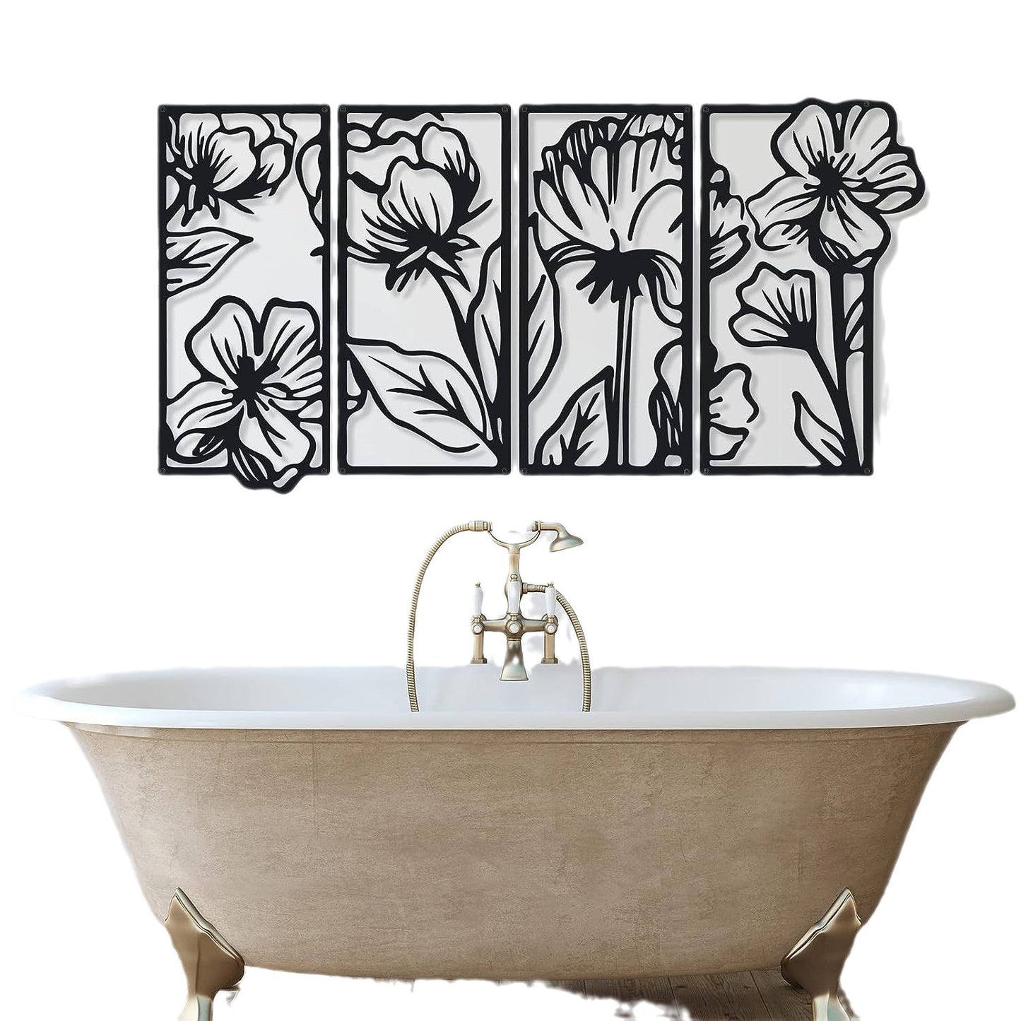4 Pieces Wall Decoration Metal Flower Minimalist